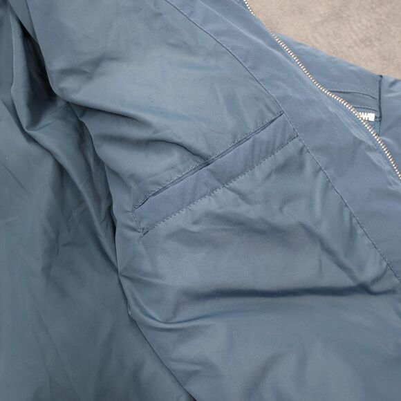 Zara Mens Puffer Bomber Jacket XL Blue Sherpa Lined Collar Full Zip Coat - Picture 10 of 16